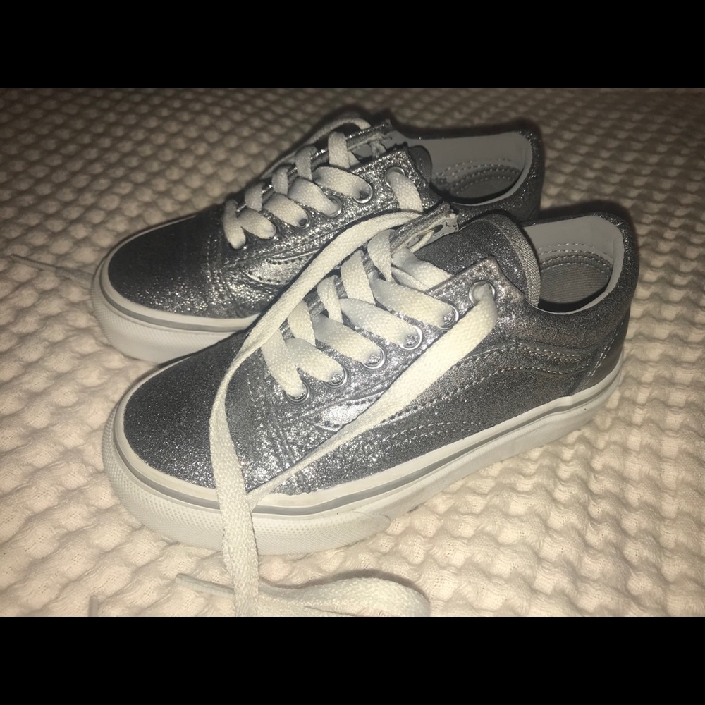 Kids Old Skool Silver Glitter Vans
